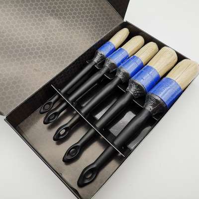 Master M71056  Natural Boar Bristle Auto Detail Brush Set of 5 Different Sizes for Car Interior Detailing No Disperse