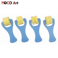 High Sale 4pcs Assorted Shape Plastic Handle Foam Brush Roller Set 25mm